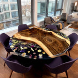 Elite Black Walnut Wood & Dried Flower/Hay Resin Round Coffee Table  ECT-190