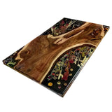 Elite Black Walnut Wood & Dried Flower/Hay Resin Rectangular Dining Table ECT-192