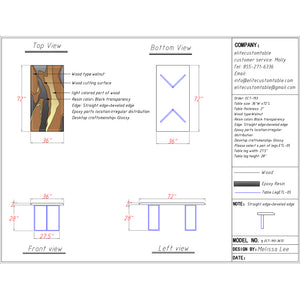 Elite Walnut Wood with Transparent Black Resin Dining & Conference & Office Table ECT-193