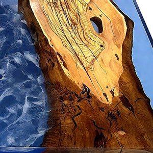 Elite Natural Olive Wood with Blue Resin Inlay Dining Table ECT-208