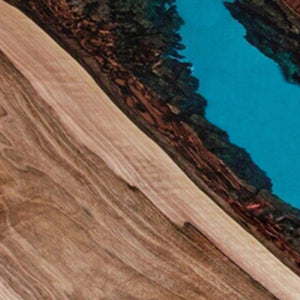 Elite Custom Walnut Turquoise Blue Epoxy Resin Round Table ECT-30