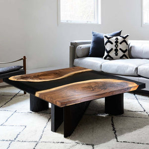 Elite Custom Walnut Black Epoxy Square Coffee Table ECT-31