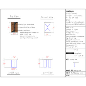 Elite Custom Walnut Black Epoxy Square Coffee Table ECT-31