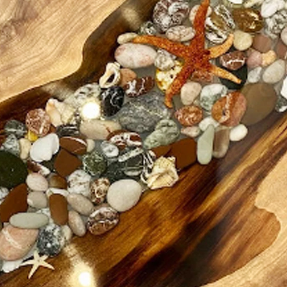 DIY Stone Walnut Epoxy Resin Round Table ECT-47