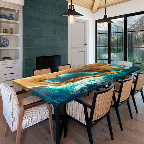 Elite Custom Walnut Epoxy Resin Sea World Dining Table ECT-50
