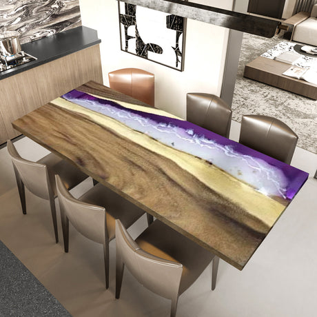 Elite Custom Walnut Purple Epoxy Resin Dining Table ECT-51