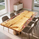 Custom Poplar Wood & Floral Blossoms Epoxy Resin Coffee & Dining Table ECT-54
