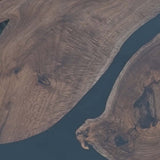 Custom Walnut Kitchen Blue Black Epoxy Resin River Table ECT-57