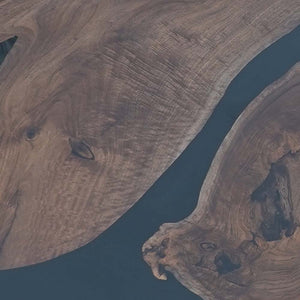 Custom Walnut Kitchen Blue Black Epoxy Resin River Table ECT-57