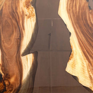 Custom Olive Wood Amber Epoxy Resin River Dining  Table ECT-58