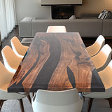 Custom Black Walnut Kitchen Black Epoxy River Table ECT-59