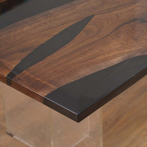 Custom Black Walnut Kitchen Black Epoxy River Table ECT-59