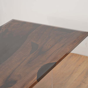 Custom Black Walnut Kitchen Black Epoxy River Table ECT-59