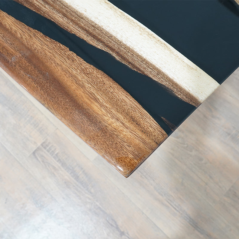 Elite Custom Walnut Wood White  and Black Epoxy Dining Table ECT-62