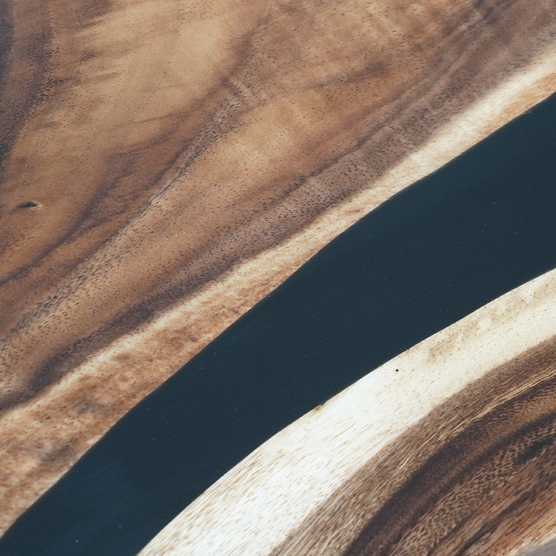 Elite Custom Walnut Wood White  and Black Epoxy Dining Table ECT-62
