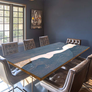 Elite Custom Black Walnut Clear Epoxy Dining Table ECT-65