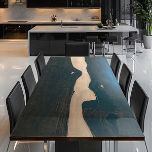 Elite Custom Black Walnut Clear Epoxy Dining Table ECT-65