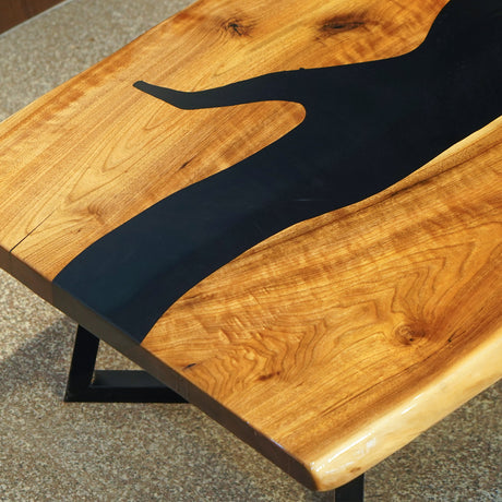 Elite Custom Conference Walnut Resin Table with Black Resin Inlay ECT-92