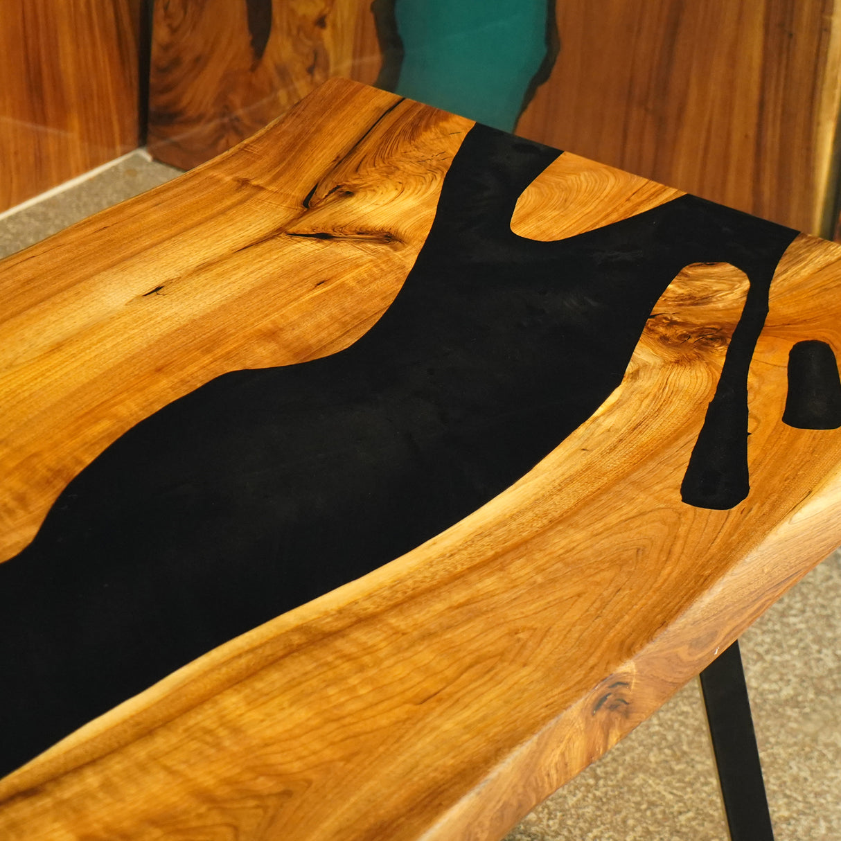 Elite Custom Conference Walnut Resin Table with Black Resin Inlay ECT-92