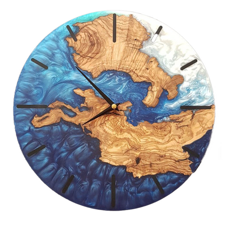 ECT Blue Epoxy Wood Wall Clock