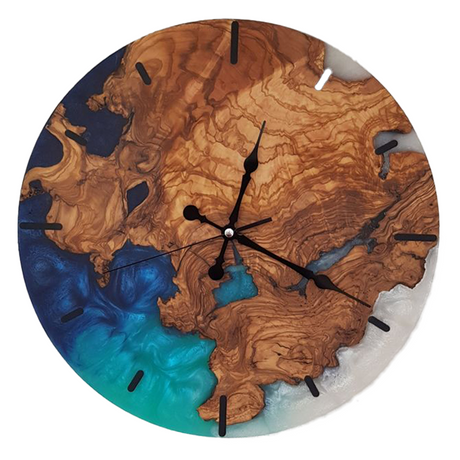 ECT Blue and Green Epoxy Wood Wall Clock