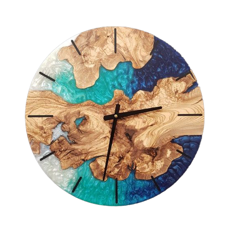 ECT Epoxy Wood Wall Clock Blue and Green Resin