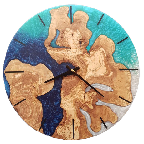 ECT Epoxy Wood Wall Clock Blue and Green Resin