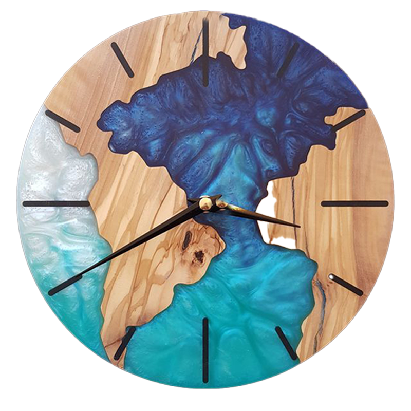 ECT Oive Blue Epoxy Wood Wall Clock