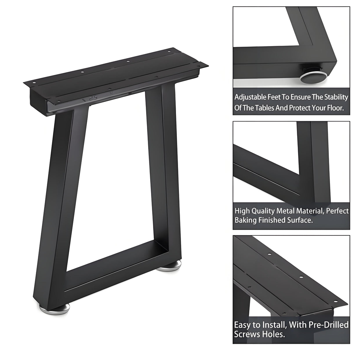 Black Metal Coffee Table Legs Heavy-Duty One Pair ETL-02
