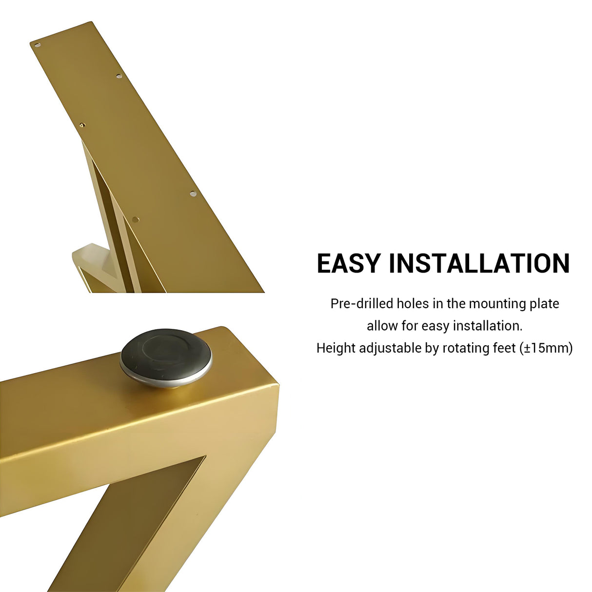 Gold Metal Table Legs Y-shape Heavy-Duty One Pair ETL-06