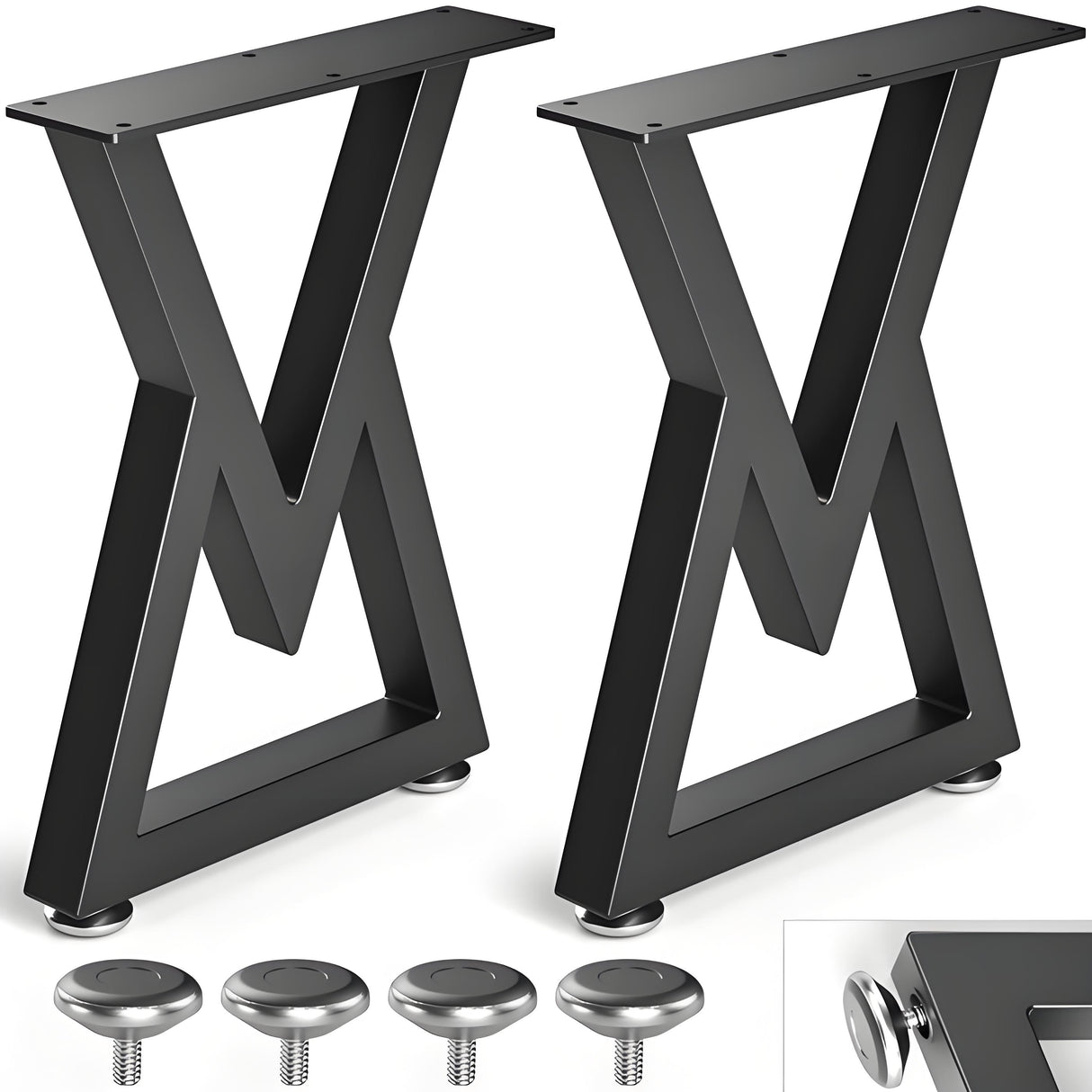 Black Metal Table Legs Y-shape Heavy-Duty One Pair ETL-07