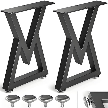 Black Metal Table Legs Y-shape Heavy-Duty One Pair ETL-07