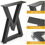 Black Metal Table Legs Y-shape Heavy-Duty One Pair ETL-07