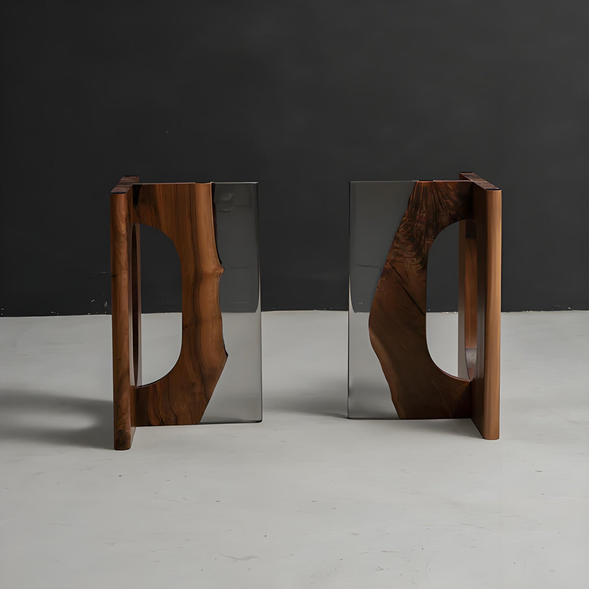 Solid Wood and Acrylic O-Shaped Ice Crystal Table Legs One-Pair ETL-21