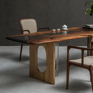 Solid Wood and Acrylic O-Shaped Ice Crystal Table Legs One-Pair ETL-21