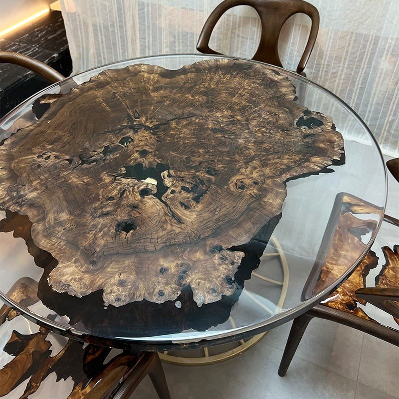 Black Walnut Table, Round Table, Black Epoxy Table