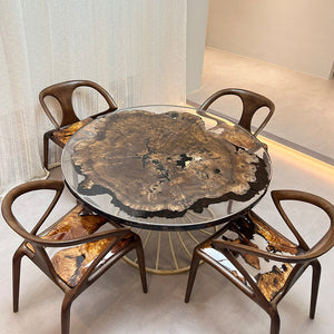 Black Walnut Table, Round Table, Black Epoxy Table
