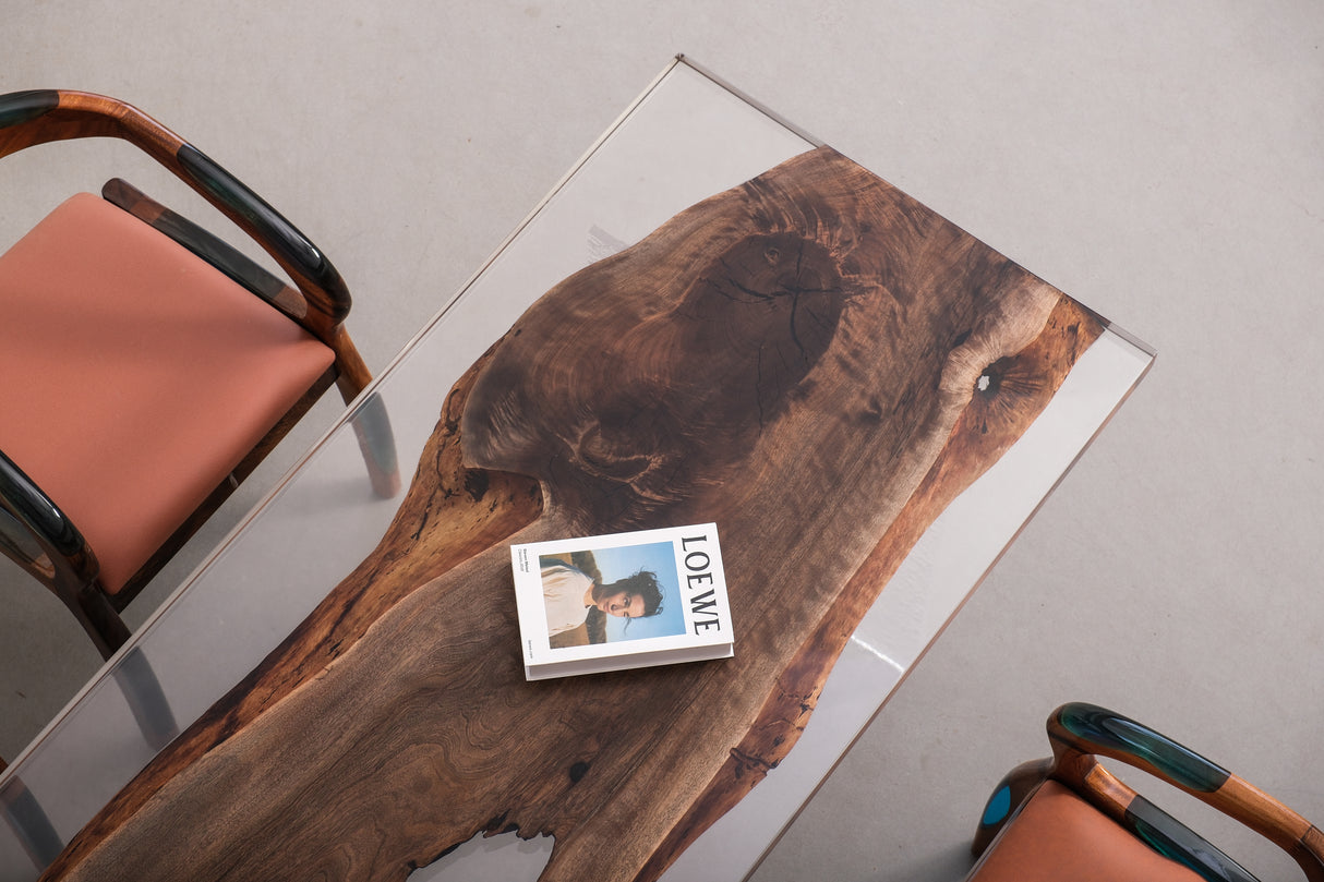 Elite Black Walnut Crystal Epoxy Table 86.61"L×31.50"W