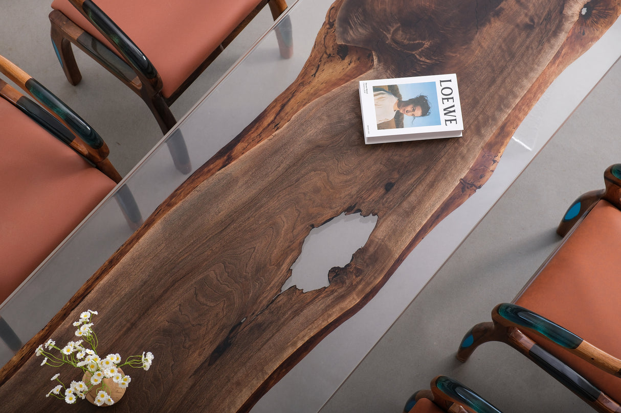 Elite Black Walnut Crystal Epoxy Table 86.61"L×31.50"W
