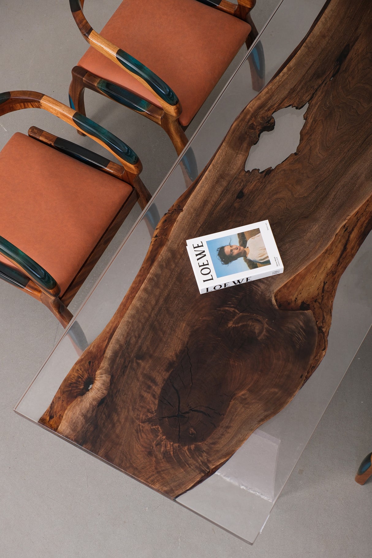 Elite Black Walnut Crystal Epoxy Table 86.61"L×31.50"W