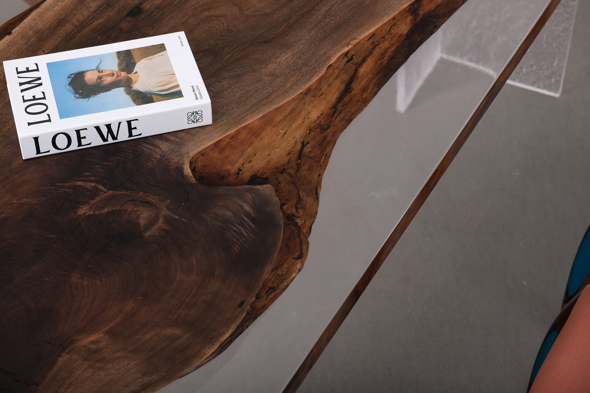 Elite Black Walnut Crystal Epoxy Table 86.61"L×31.50"W