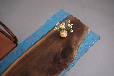 Elite Black Walnut Epoxy Blue River Table 82.68"L×31.50"W