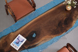Elite Black Walnut Epoxy Blue River Table 82.68"L×31.50"W