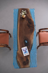 Elite Black Walnut Epoxy Blue River Table 82.68"L×31.50"W