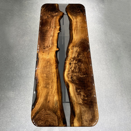 Black Walnut Table, Live Edge Table, Black Epoxy Table