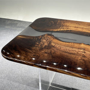 Black Walnut Table, Live Edge Table, Black Epoxy Table