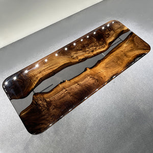 Black Walnut Table, Live Edge Table, Black Epoxy Table