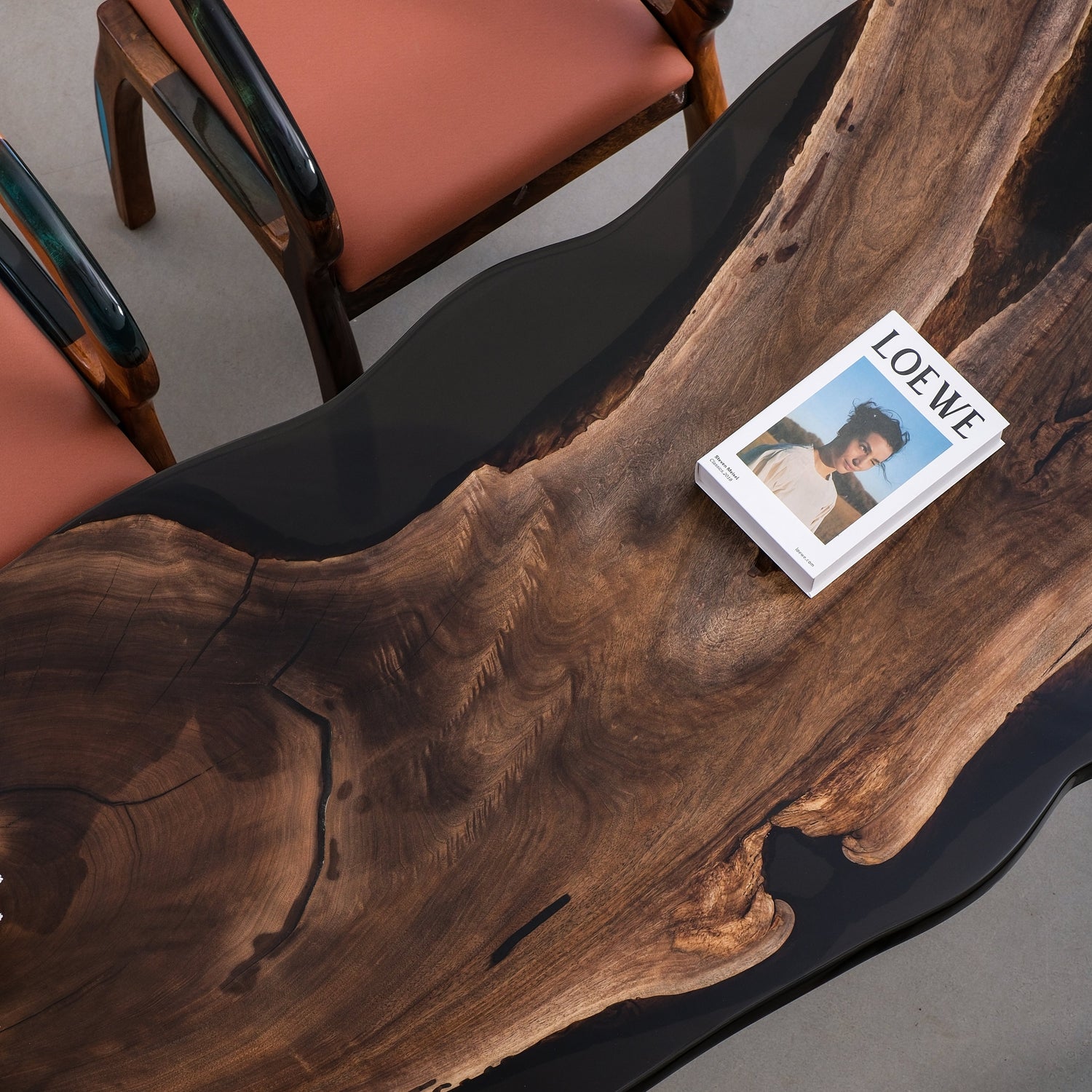 Elite Black Walnut Live Edge Epoxy Resin Table 78.74"L×31.50"W, EIT-05