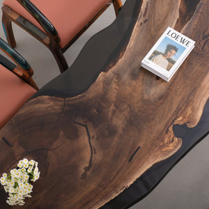 Elite Black Walnut Live Edge Epoxy Resin Table 78.74"L×31.50"W, EIT-05