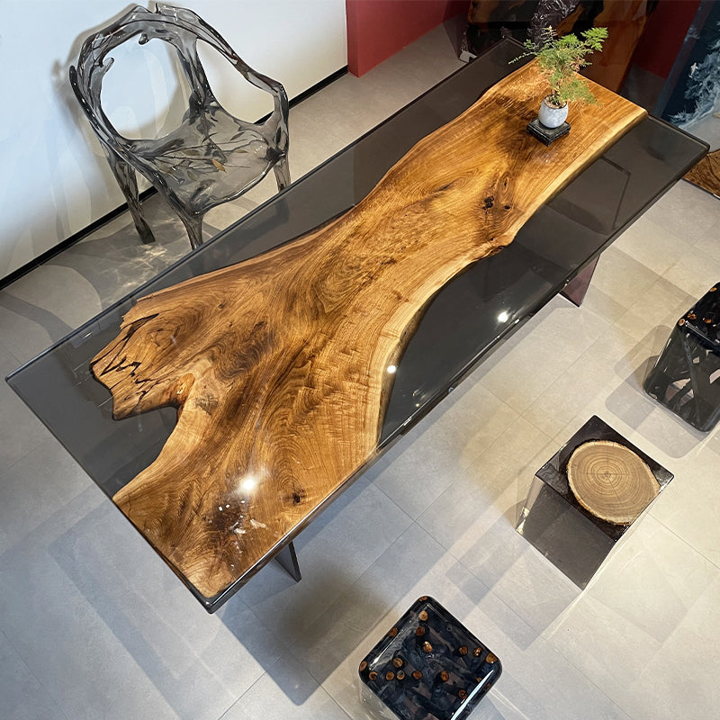 Black Walnut Table, Live Edge Table, Black Epoxy Table